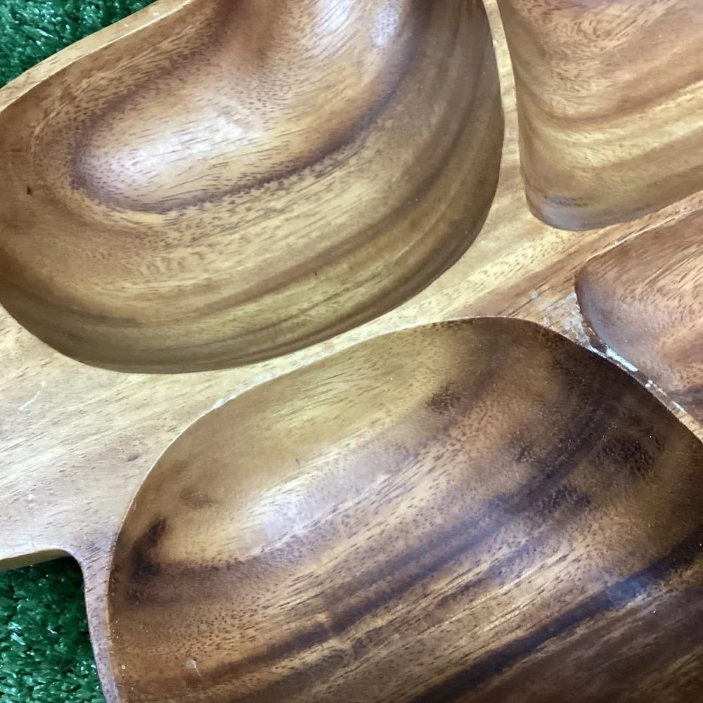 Vintage Monkey Pod Wooden Leaf Bowl